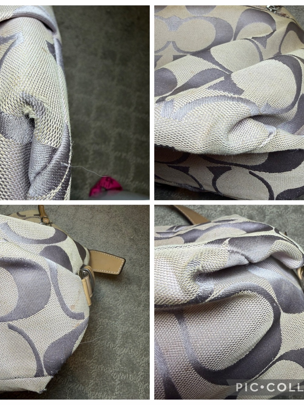 Coach Signature Canvas Shoulder Bag in Light Lavender and Cream - Picture 4 of 15